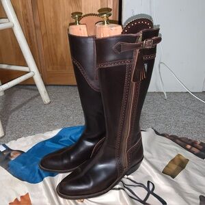 Spanish Riding Boot LAZZO Chocolate CONKER Leather UNISEX L 9.5 EURO 41 WIDE